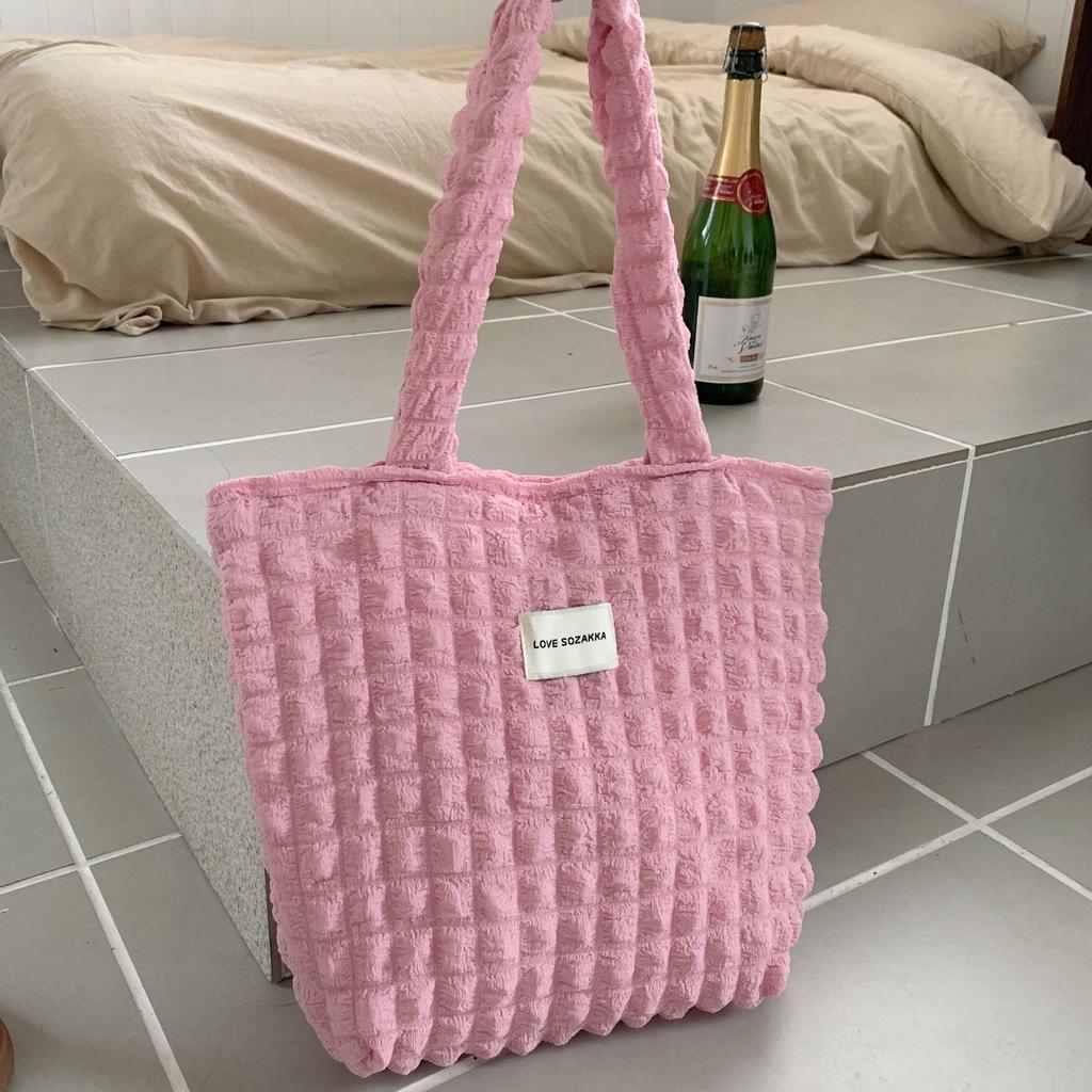 Women Cloud Bubble Flower Shoulder Bag Female Student Simple Handbag Canvas Bag