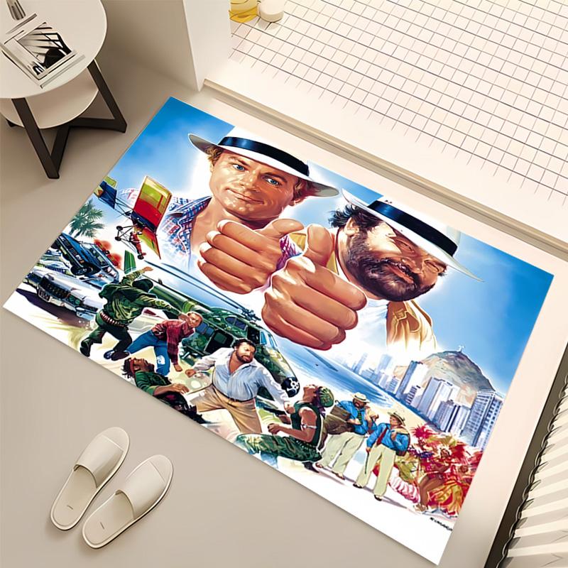 1 pièce Tapis de zone imprimé Terence Hill et Bud Spencer - Tapis d'intérieur doux, lavable et antidérapant, Tapis décoratif pour salon, bureau à domicile, Décoratif de bureau