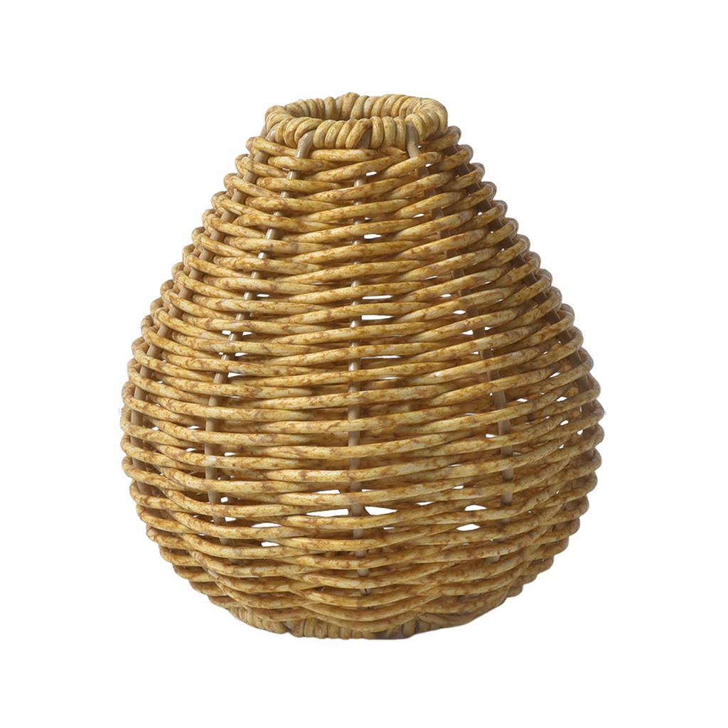 Handwoven Plastic Rattan Vase Hinese Retro Indoor Desktop Creative Home Floral Arrangement Flower Basket Home Decorations