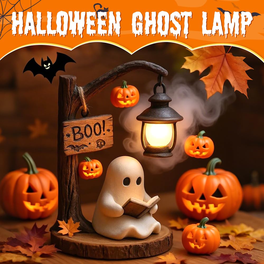 New 3D resin Halloween warm light with reading ghost night light brown 1 pieces