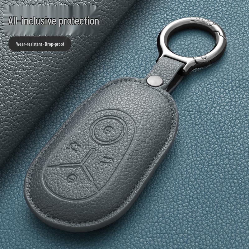 Geely Key Case in Genuine Leather for Xingyue, Boyue, Galaxy, Xingyuan, Emgrand, Xingrui, BinYue, ICON, and BinRui Models.