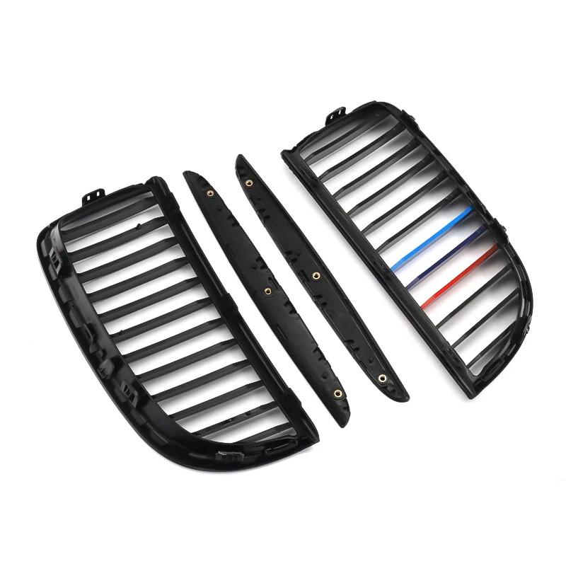 BBJH7 MAGICKIT Kidney Grill Gloss Black with M-Color Fins Glossy Black ABS For BMW 3 Series E90 Sedan 4-DOOR 2005-2008 CAR Accessories