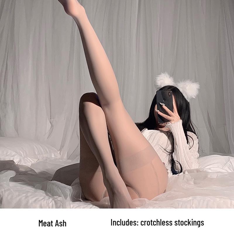 Ziqu Fun Lingerie: Sexy Fake Garter Open Crotch Pantyhose with Color Block 5036.