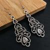 Bohemia Hollowed-out Embossed Filigree Waterdrop Tassel Dangle Earrings for Women Retro Ethnic Style Vacation Jewelry Accessory