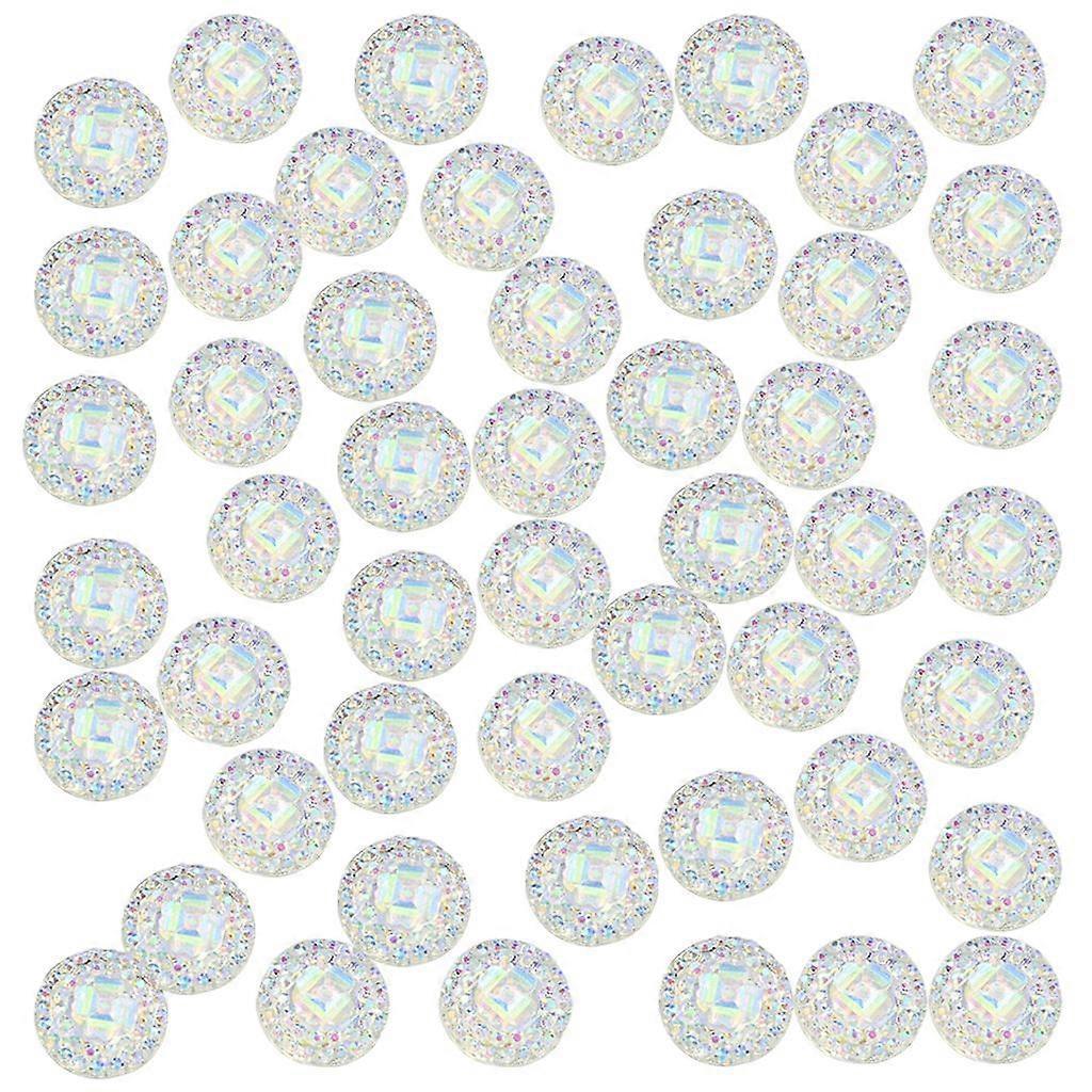 4x 50pcs 12mm Resin Round Cabochon Rhinestone Flatback Embellishments White