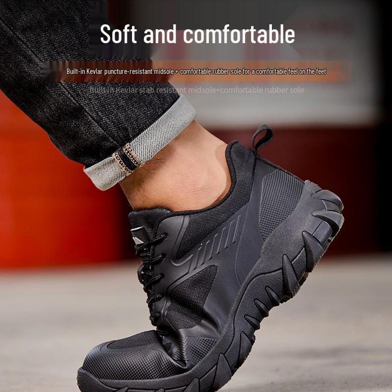 Men's Summer Steel Toe Work Safety Shoes: Breathable, Anti-Smash, Anti-Puncture, Insulated Labor Protection Footwear