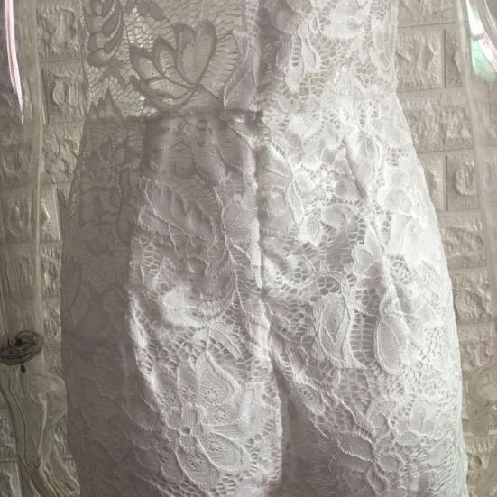 Women Jumpsuit Solid Color Hidden Zipper Slim Fit See-through Lace Summer Romper Party Clothes