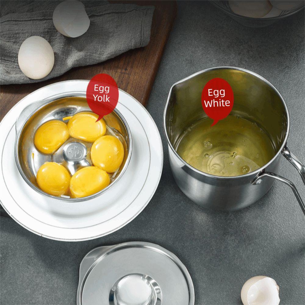 Silver Egg Separator Bucket with Lid Egg Yolk White Separator Kitchen Gadget