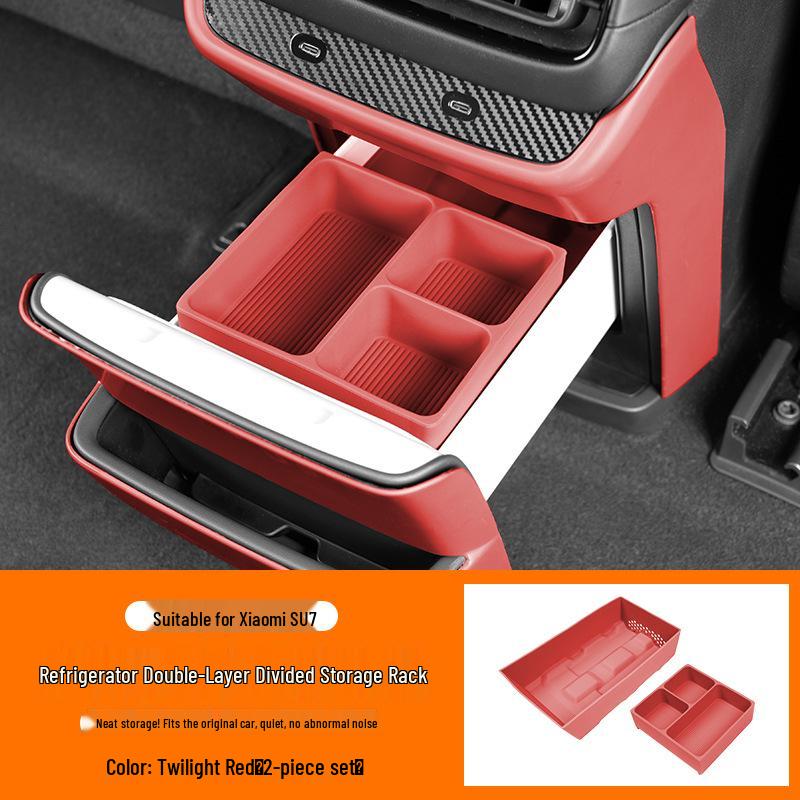 Xiaomi SU7 Rear Seat Fridge Drink Holder & Silicone Mat for Outdoor Camping