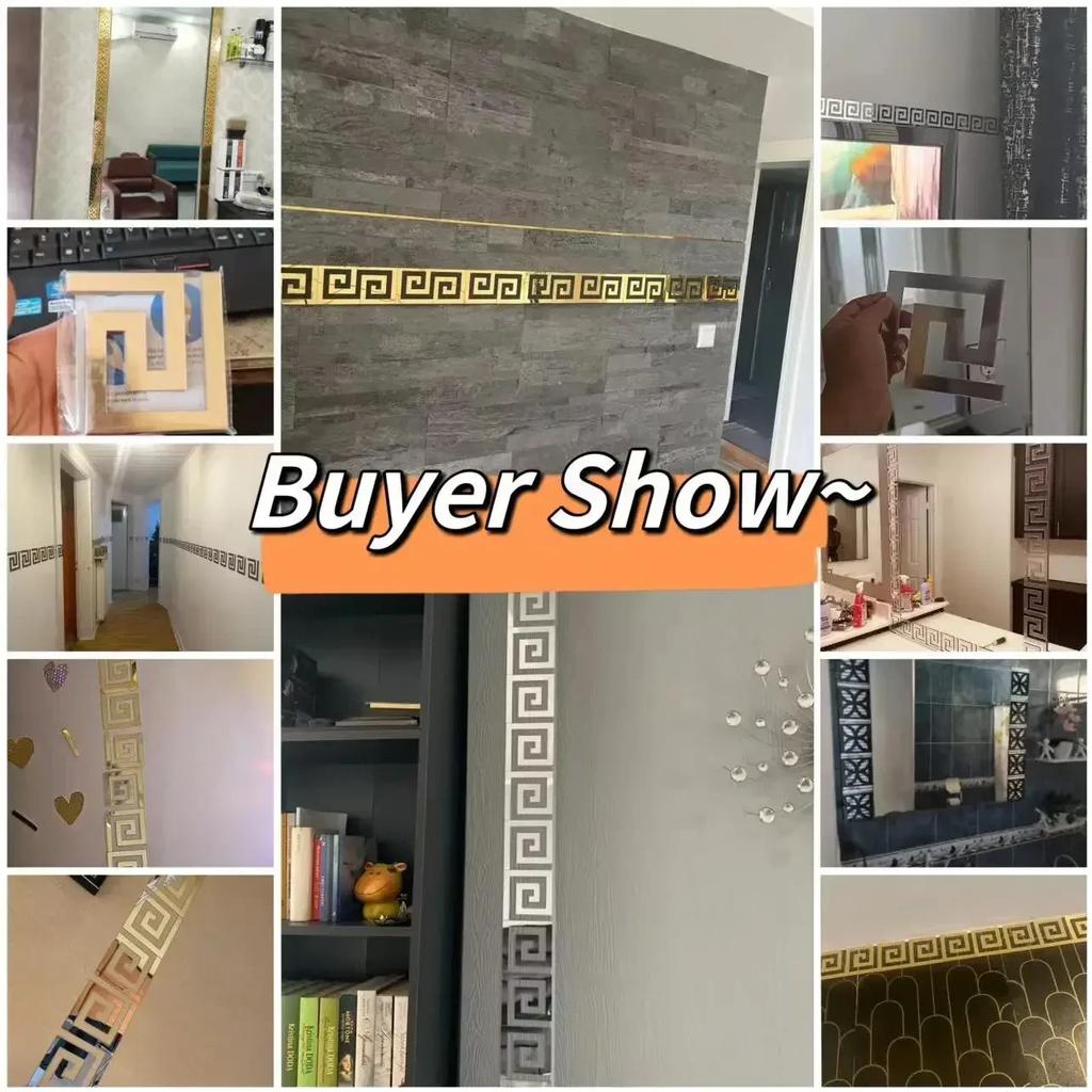 Panneaux Muraux Miroir Acrylique Autocollants - Bordure Adhésive Peel&Stick pour Bord de Salon Chambre, Décoration Architecturale pour la Maison