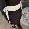 Black Color Wide Wrap Belt Soft Fabric Obi Belt New Waist Sash Belt  Women