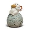 Chinese Yixing Handmade Sculpture Purple Clay Tea Pet Moon Rabbit Model Ornaments Tea Figurine Crafts Zisha Tea Set Decoration