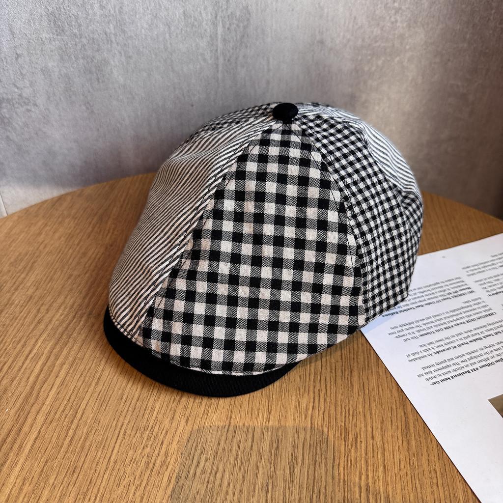 Color Grid Solid Vintage Beret Women Adjustable Fit Sunshade All Cap Seasons