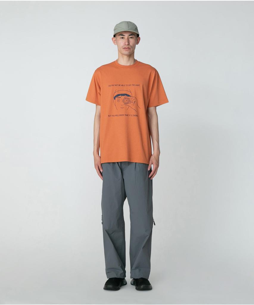 Snow Peak Lantern Eye T-Shirt, Size Small, Orange, TS-25SU103, Perfect for Festivals, Camping, and Outdoor Activities