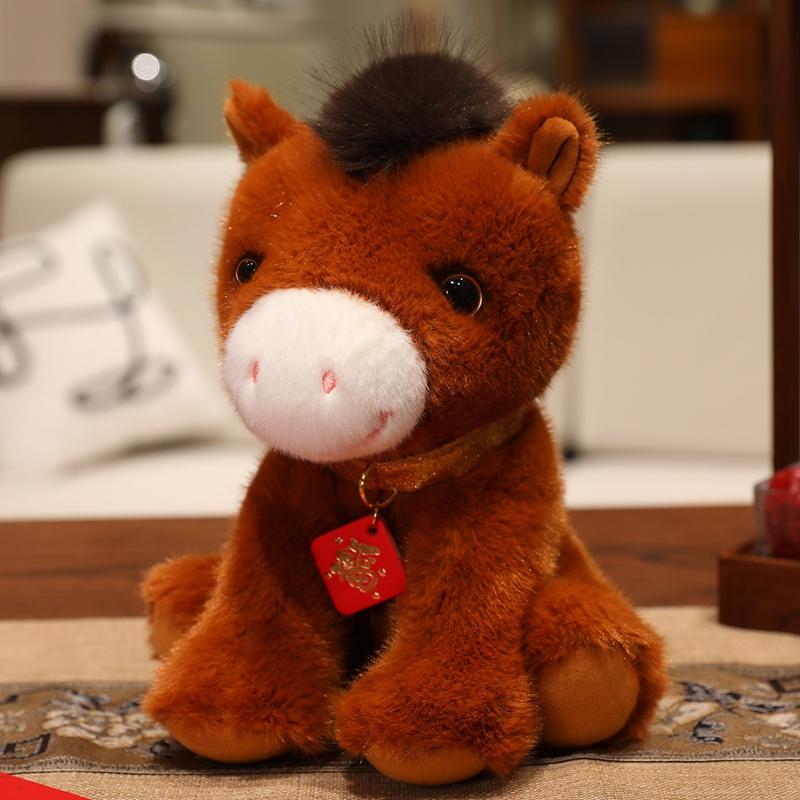 New Plush Chinese Horse Mascot Stuffed Animal Horse Plush Stuffed Animal Toy New Year Gft Chinese Year of The Horse
