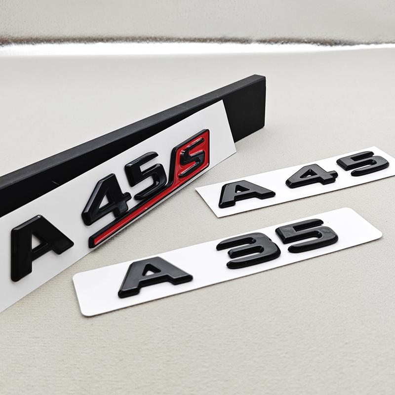 3D ABS Sticker Car Logo A35 A45 A45S Letter Rear Trunk Emblem Nameplate For Mercedes Benz A Class A35 A45 A45S W177 W176 V177