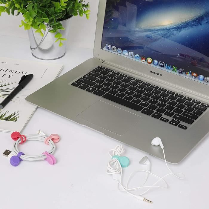 Reusable Magnetic Cable Clips Silicone Adjustable Cable Ties Cable Organizer Ideal for Cable Management