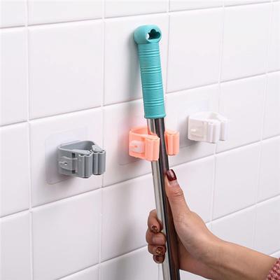 Mop Broom Holder Heavy Duty Stainless Steel Self-Adhesive Wall Mounted Tool Organizer for Home Bathroom Kitchen Garden 4Pcs