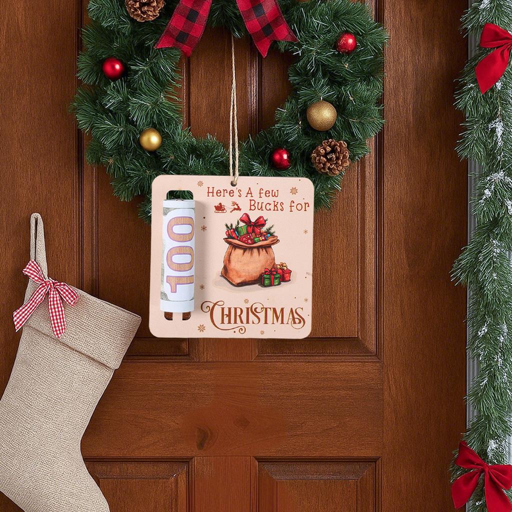 Christmas Santa Claus Wooden Money Card Pendant Merry Christmas Decor for Home 2025 Navidad Xmas Tree Ornament New Year 2026