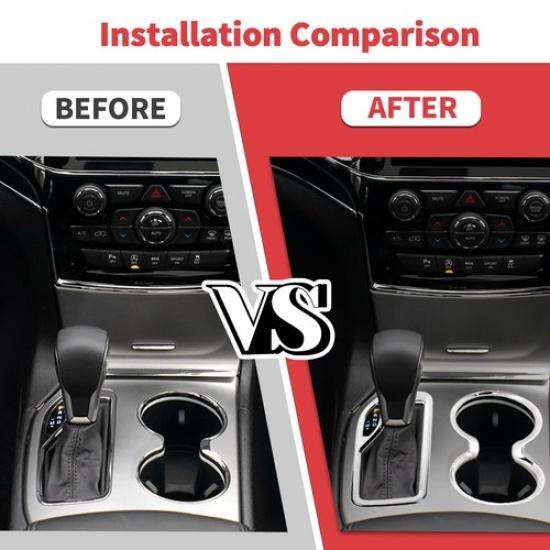 Chrome Gear Shift Panel Cup Holder Cover Trims for Jeep Grand Cherokee 2016-