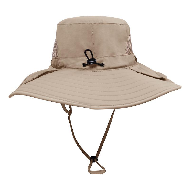 Outdoor Fishing Caps Men and Women Camping Sun Protection Face Protection Anti-breathable Bucket Hat Can Hang Earphones Big Eaves Sun Hat Summer