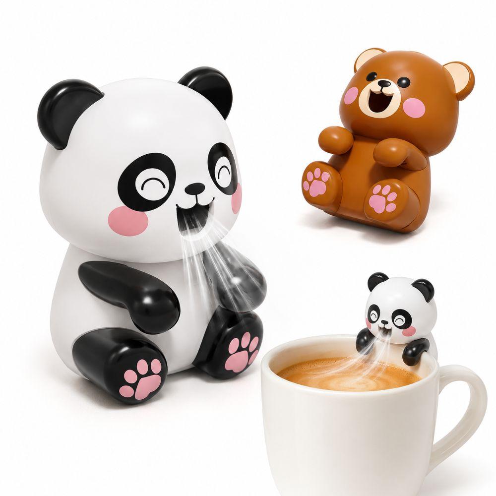 USB Rechargeable Clip-On Mini Food Cooling Fan Brown Bear Handheld Fan for Coffee Tea Cooling