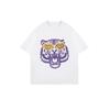 Oversized T Shirt Black Purple Tiger With Heart Sunglasses Game Day Print Casual Wear For Women