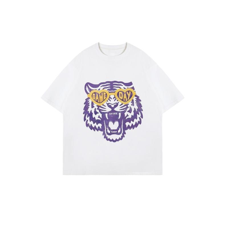 Nadměrné tričko Černé Fialové Tygří Se Srdcovými Slunečními Brýlemi Potisk Game Day Neformální Oblečení Pro Ženy