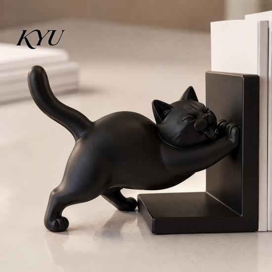 Creative Desk Decor for Cat Lovers 3D Printed Bookend Bookshelves, Decorative Book Ends Office Modern Minimalist Holder & Study Room, Heavy