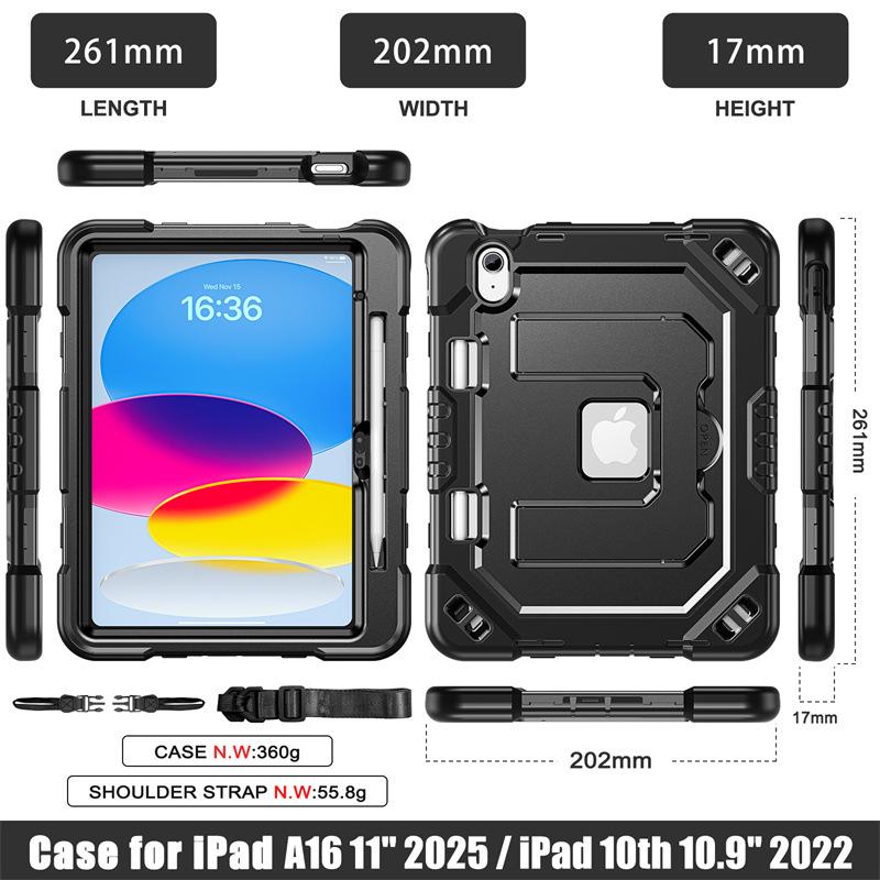 iPad 10th/11th Gen Pro 11 Invisible Folding Stand Anti-drop Protective Strap Case