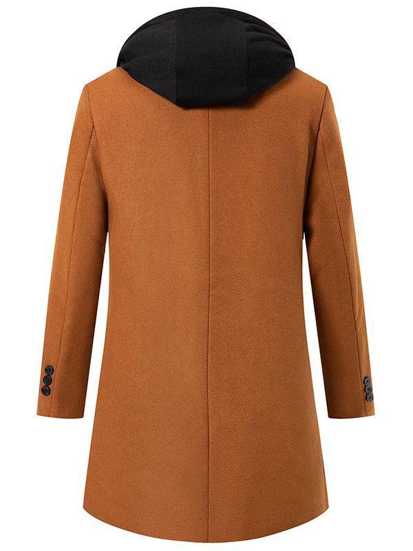 Men's Hooded Mid-Length Woolen Fashion Coat