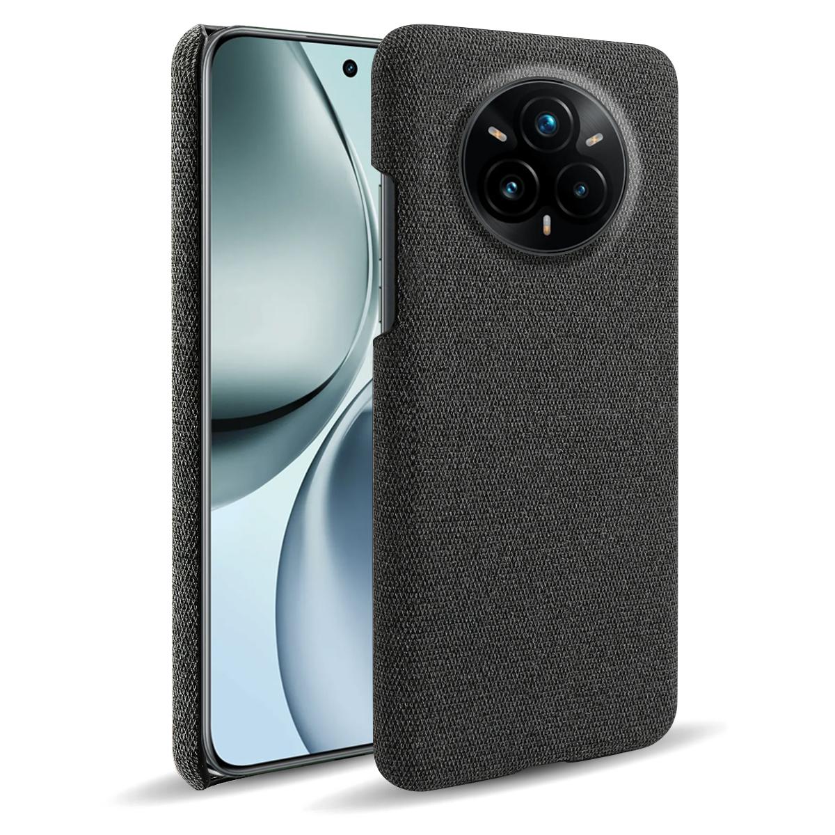 

For Realme 14 Pro+ 5G Phone Case Cloth Texture Anti-Scratch Protective PC Back Cover Black