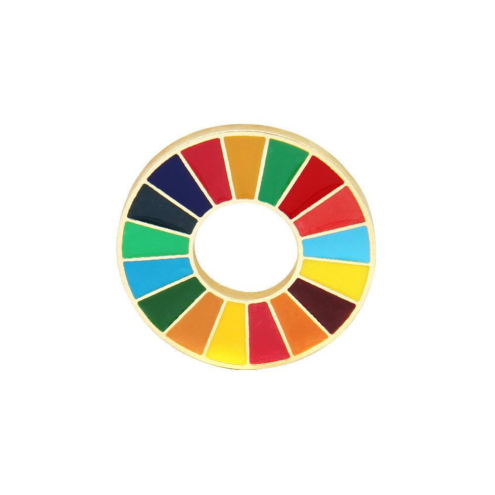 UN Peace Dove Brooch Necklace with 17-Color Geometric Pattern Representing Sustainable Development Goals
