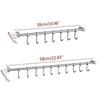 Stainless Steel Wall Mount Pot Pan Hanging Rack Rail Kitchen Straight Bar Utensil Cookware Organizer with Sliding Hooks Hwy