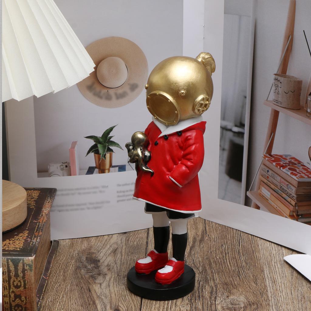 1pcs Creative Bronze Banksy DeepSea Decoration, Doodle Master Diver Loneliness & Communication Sculpture Decoration, Home Livin