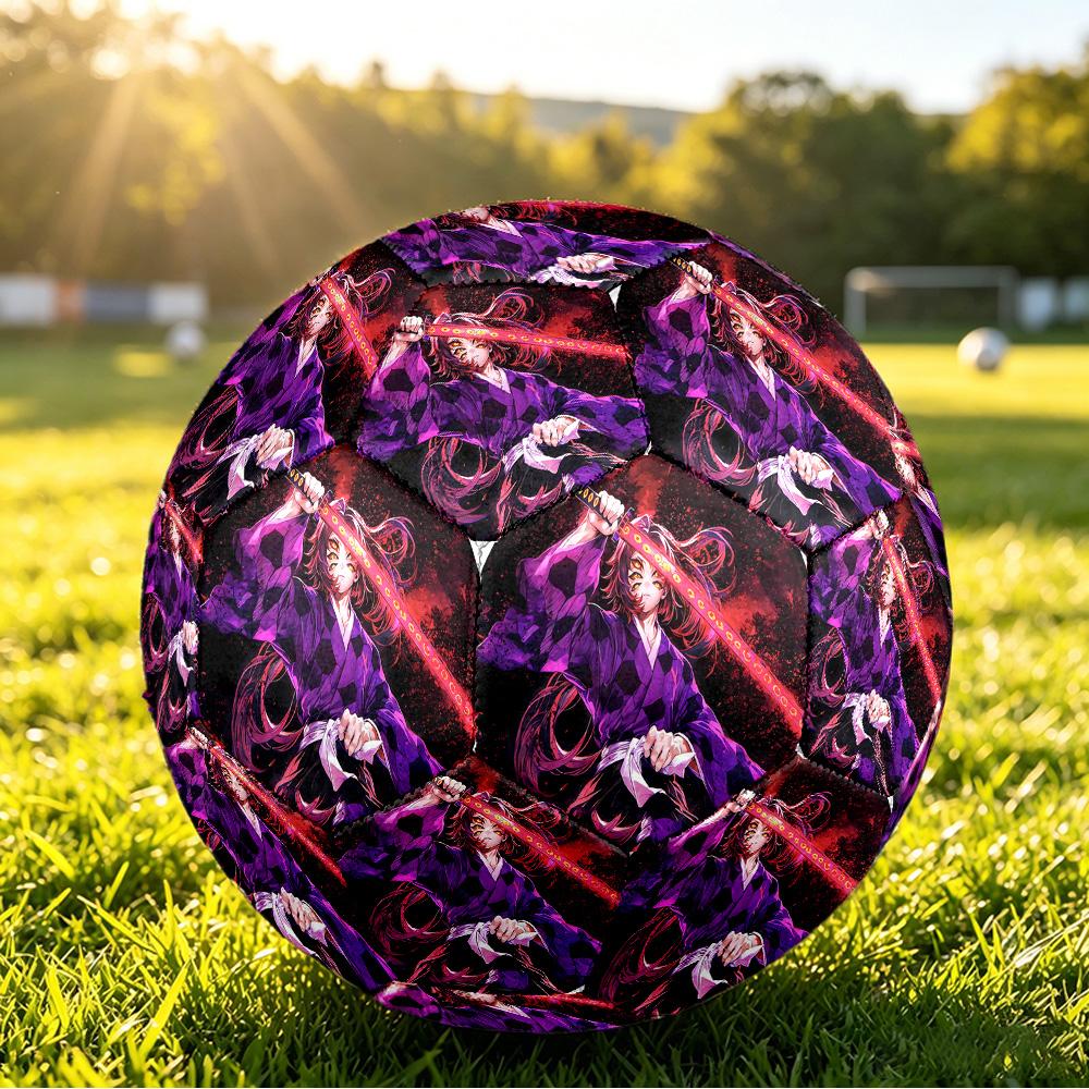 Demon Slayer Printed Size 5 Standard Football, Waterproof PU Training Soccer Ball for Outdoor Sports