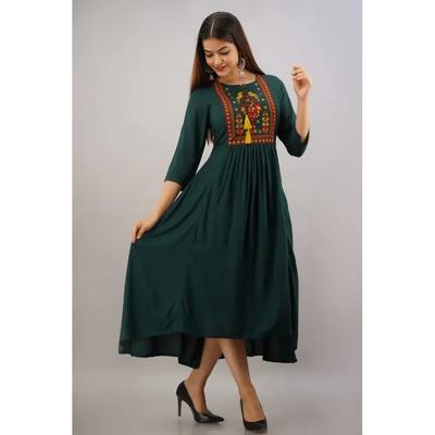 Damen Partykleidung Bestickter Rayon Anarkali Kurta Indische Pakistanische Tunika Kurti VF-20208