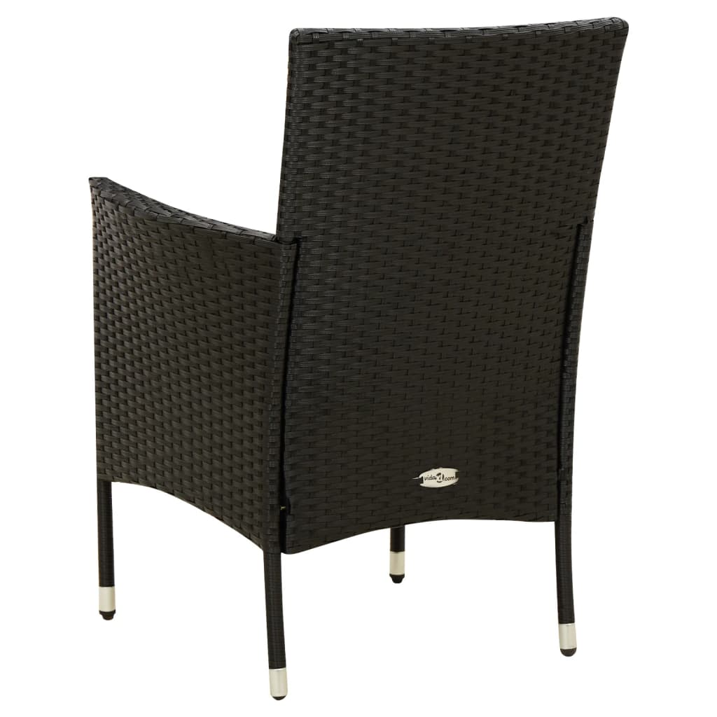 Vidaxl Garden Chairs With Cushions, 2 Pcs., Poly Rattan, Black