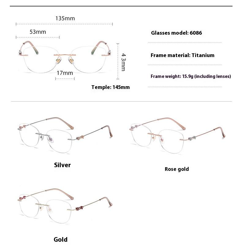 New Luxury Rimless Glasses Cat Eye Glasses Butterfly Eyewear Ultra Light Titanium Optical Prescription Eyeglasses Frames Women