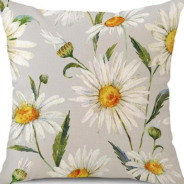 Spring and Summer Pillowcase Bedroom Living Room Sofa Pillowcase Linen Floral Decoration Pillow Cushion