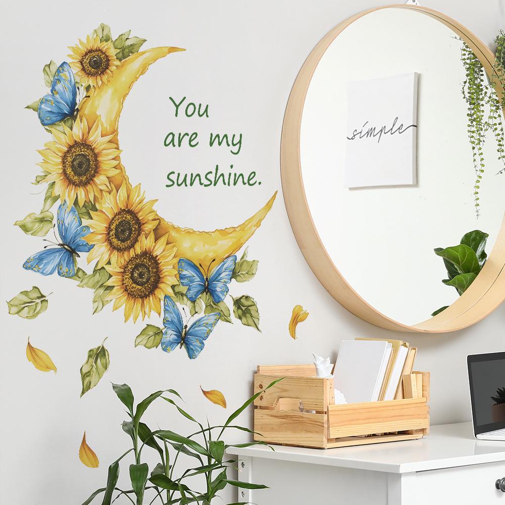 Moon Butterfly Sunflower Wall Sticker Self-Adhesive Removable for Bedroom Living Room Hallway Dorm Home Decor Art