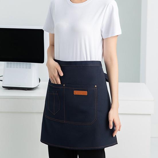 Delantal de cocina transpirable de medio cuerpo para hombres y mujeres, con bolsillos y diseño de falda elegante