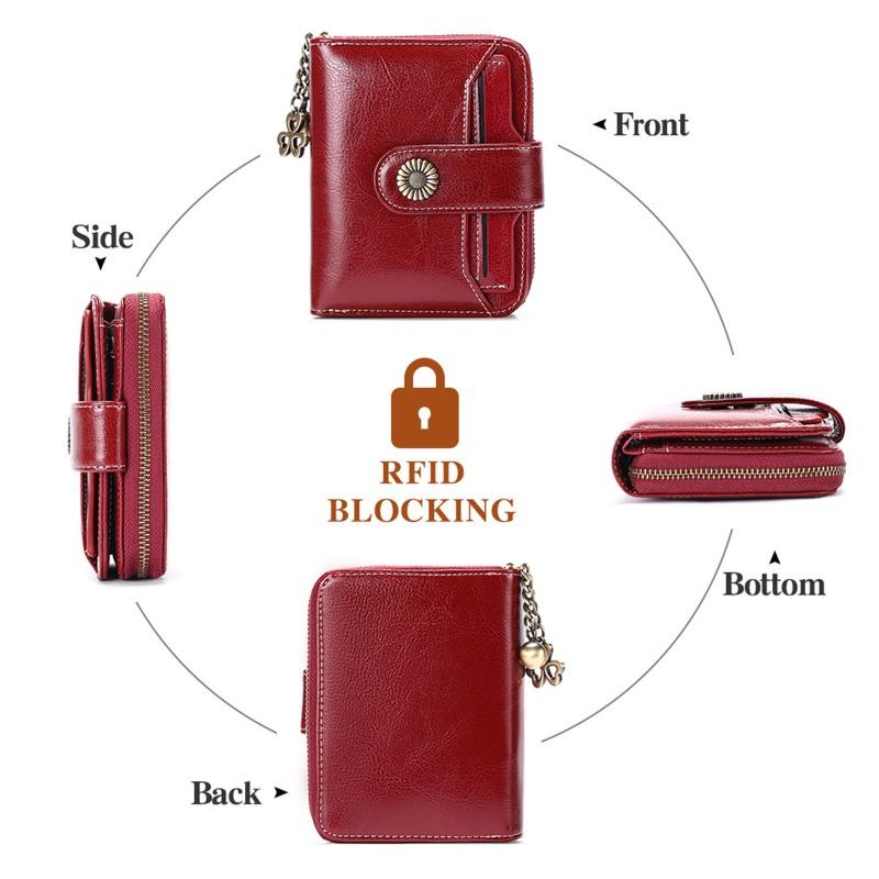Women’s Short Wallet PU Leather Zipper Coin Purse Small Bifold Wallet Card Holder ID Window Multi Slot Compact Clutch Wallet for Ladies Girls