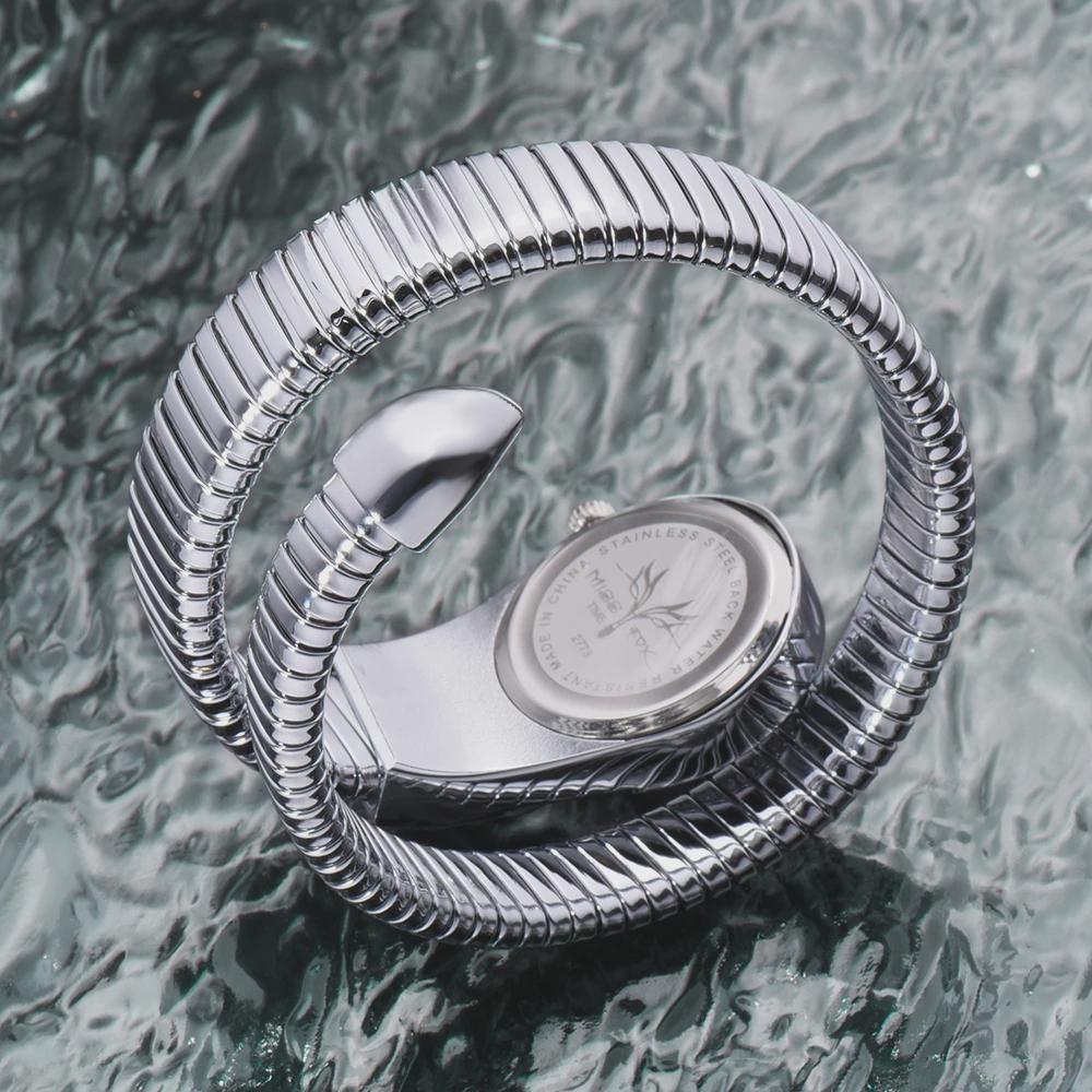 Goldene Schlangenform, wasserfeste Damenuhr, Schmuck, lässige Mode, Damenuhren