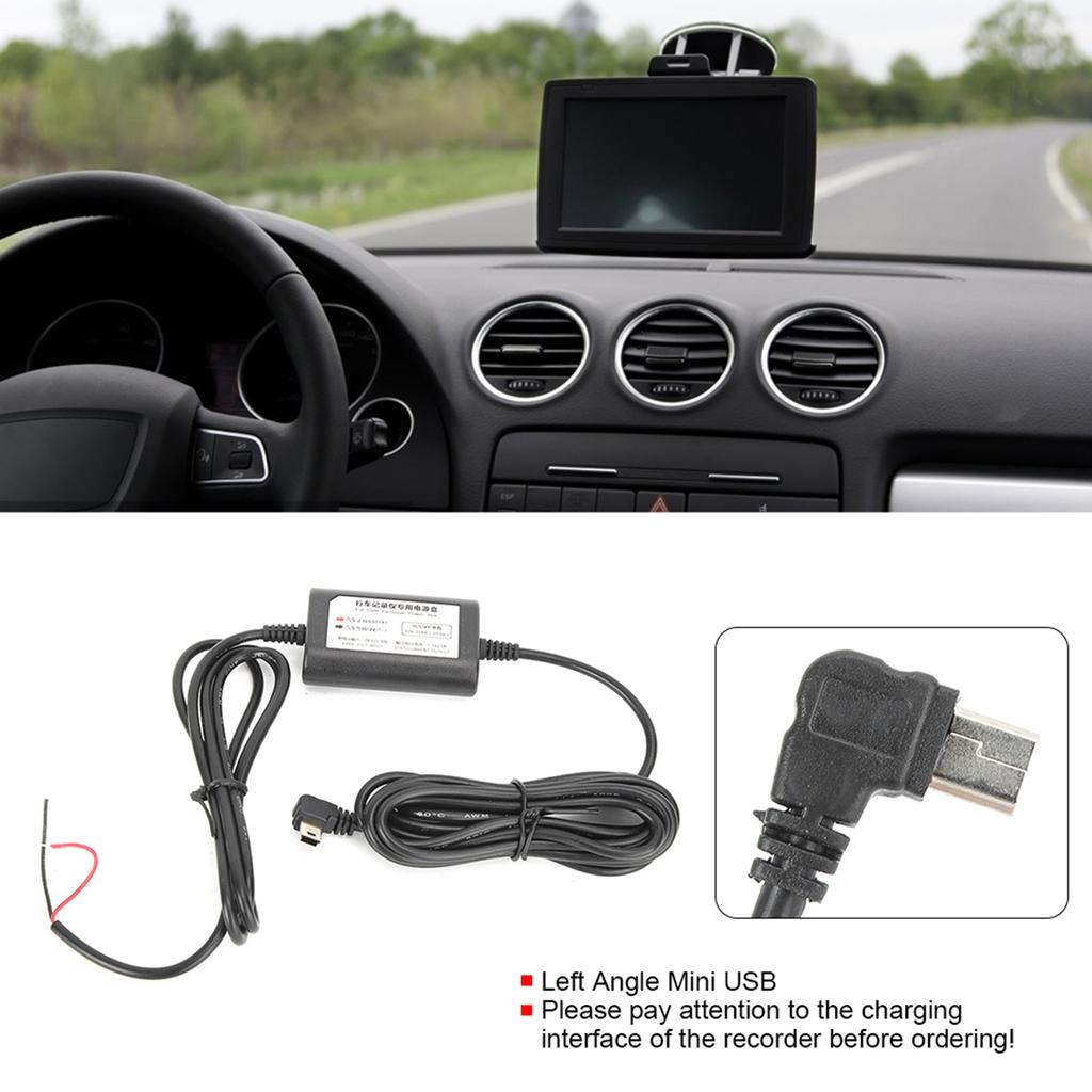 Dash Cam Hardwire Kit 12V24V To 5V 2.5A Left Angle Mini USB Step?Down Line for Parking Monitoring