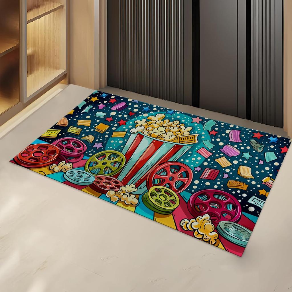 Elegant Peacock Indoor Door Mat Gifts, Floor Area Rug for Entryway, Living Room or Bathroom, Non-Slip Blue and Green Doormat Hom