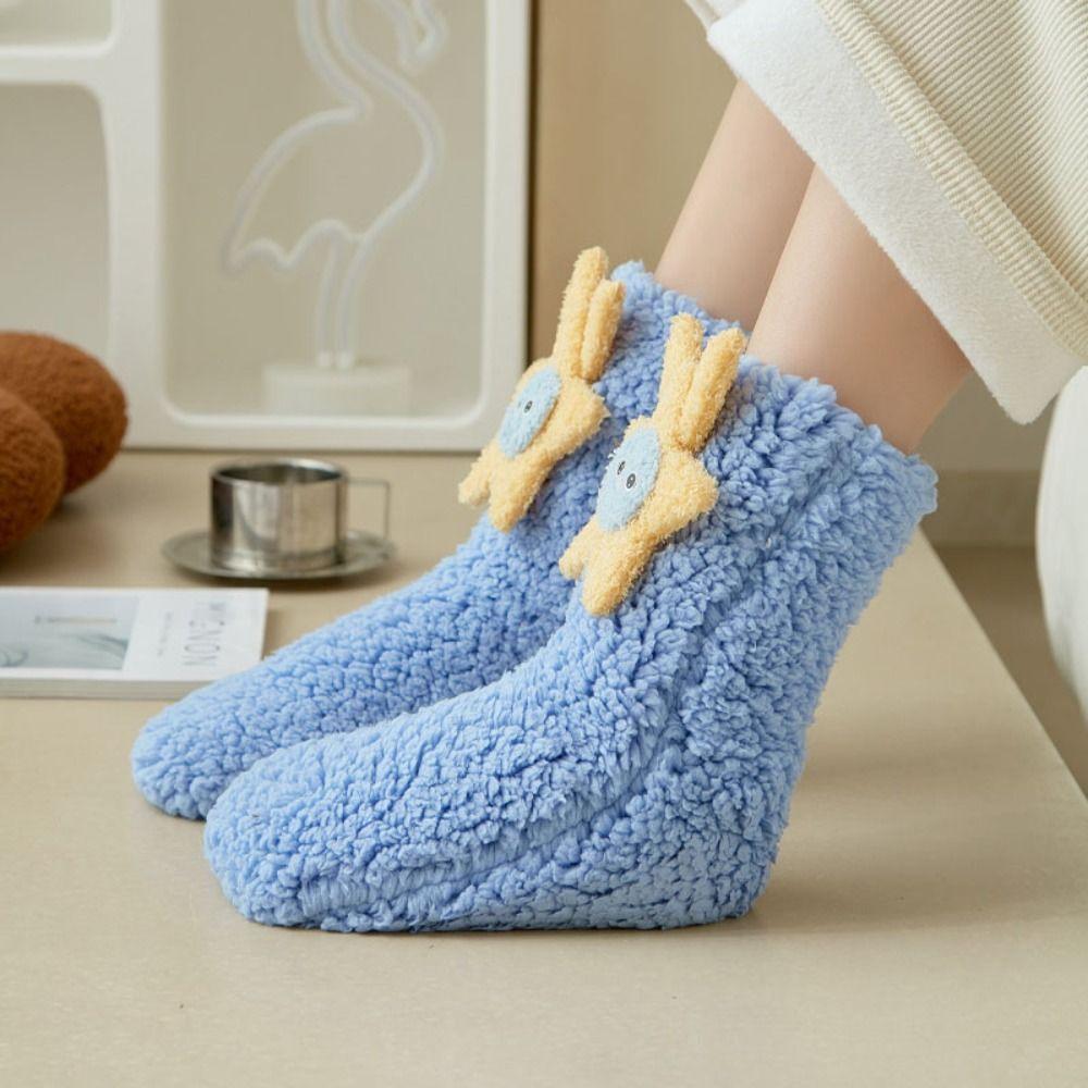 Cartoon Floor Stockings Women Mid-Calf Furry Plush Sock Harajuku Funny Tube Socks  Winter
