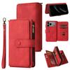 For iPhone 17 Pro Max Zipper Wallet Case with 15 Card Slots and Strap Leather Phone Cover