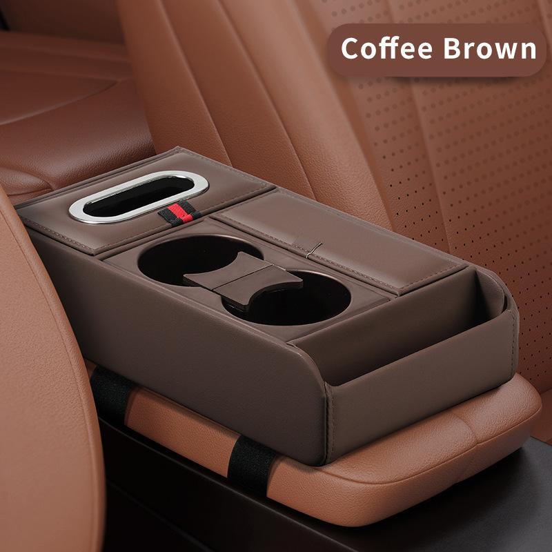 HOMEFISH Car Armrest Heightening Pad Storage Box Tissue Box Cup Holder Luxury Console Pad Multifunctional Interior Organizer