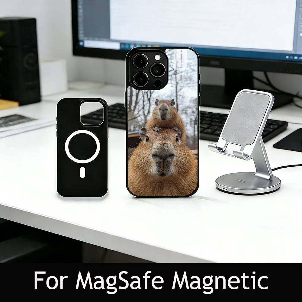 Cute capybara Phone Case For iPhone17,16,15,14,13,12,11 Plus,Pro Magnetic with Magsafe Wireless Charging